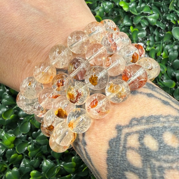 Natural Crystal Gemstones Jewelry - High Quality Natural Fire Quartz 10-11mm Beaded Bracelet